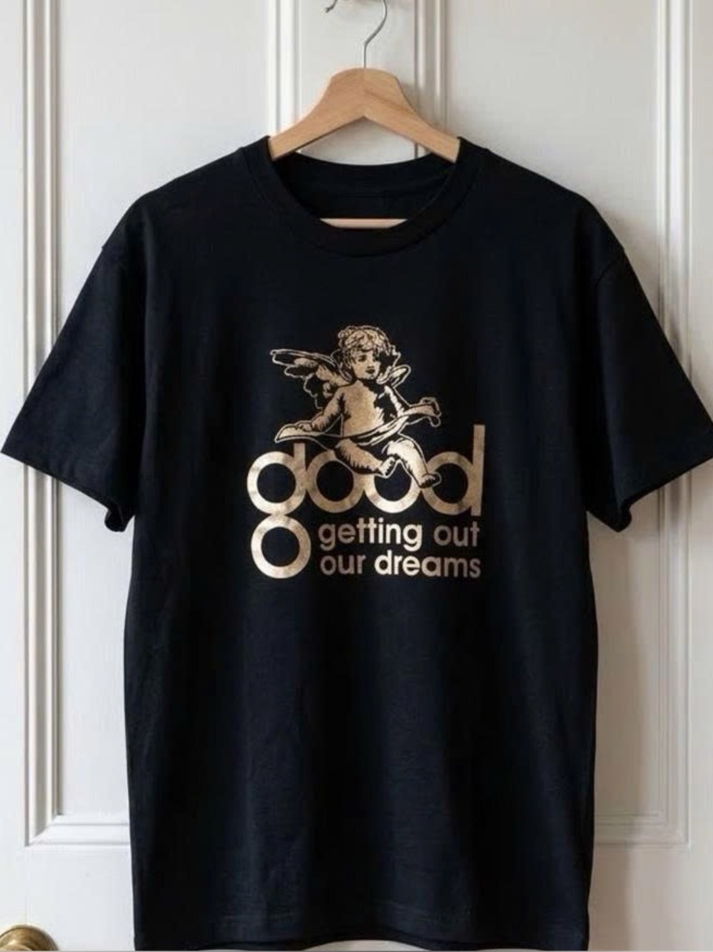 Tee with Gold Cherub Graphic - Getting Out Our Dreams